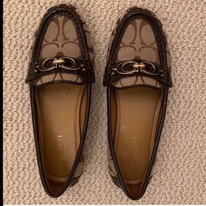 Coach Fortunata Khaki Chestnut Emblem Loafers